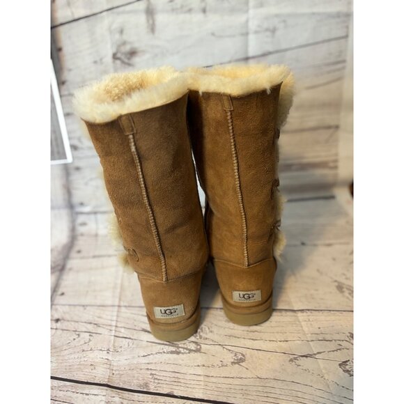 UGG Bailey Button Triplet Chestnut Suede Tall Boots Size US 8 Women’s - Picture 7 of 12